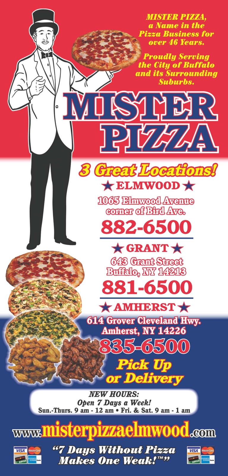 Mister Pizza Amherst 614 Grover Cleveland Hwy, Buffalo, NY